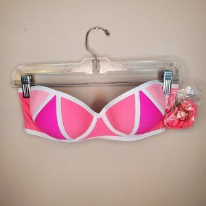 Arizona Jeans Co Swim Top 34DD Pink White